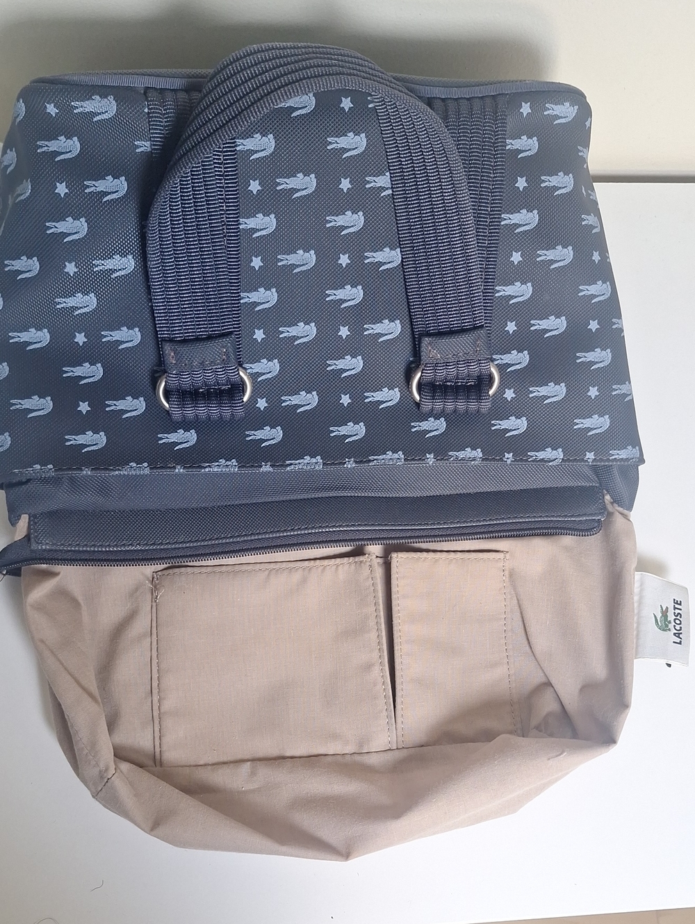 Lacoste Vintage Y2K Navy Star Crocodile Canvas Mini Hand Bag Handbag Authentic - Picture 9 of 13